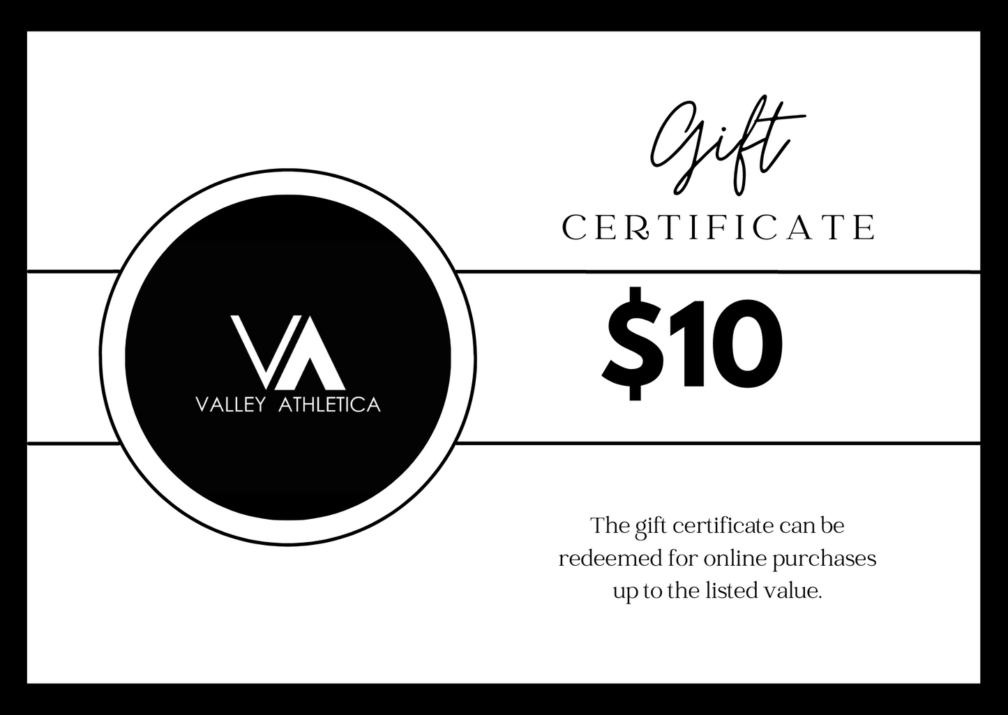 Valley Athletica Gift Certificate